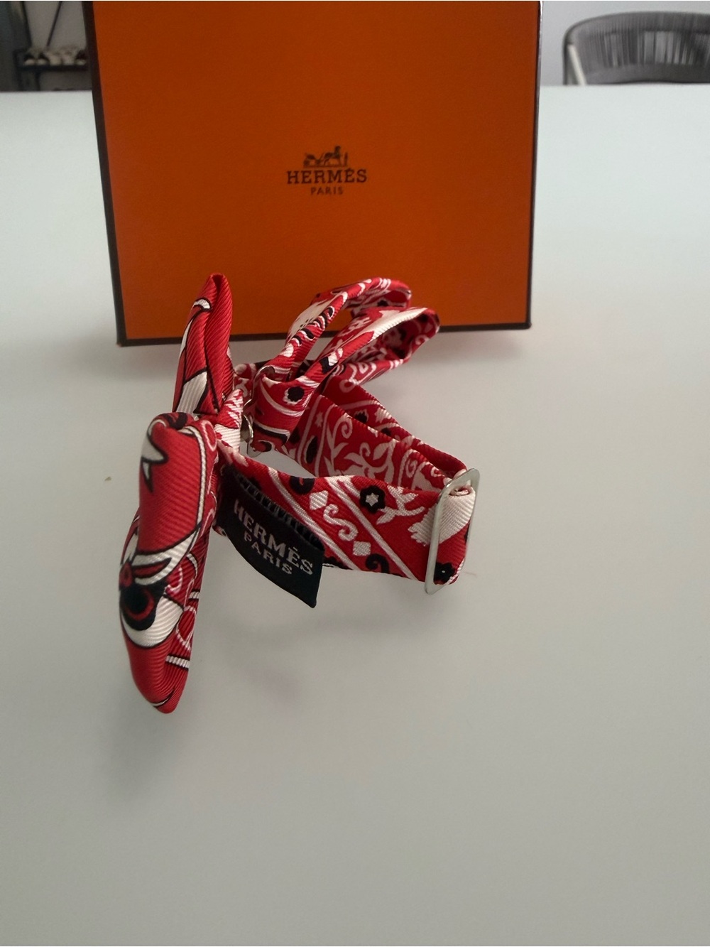 Hermes Red Silk Bow Tie for Boys